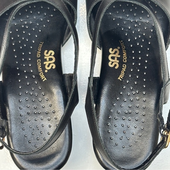 SAS Caress Cross Strap Wedge Sandal Black Size 7 narrow - Picture 4 of 13